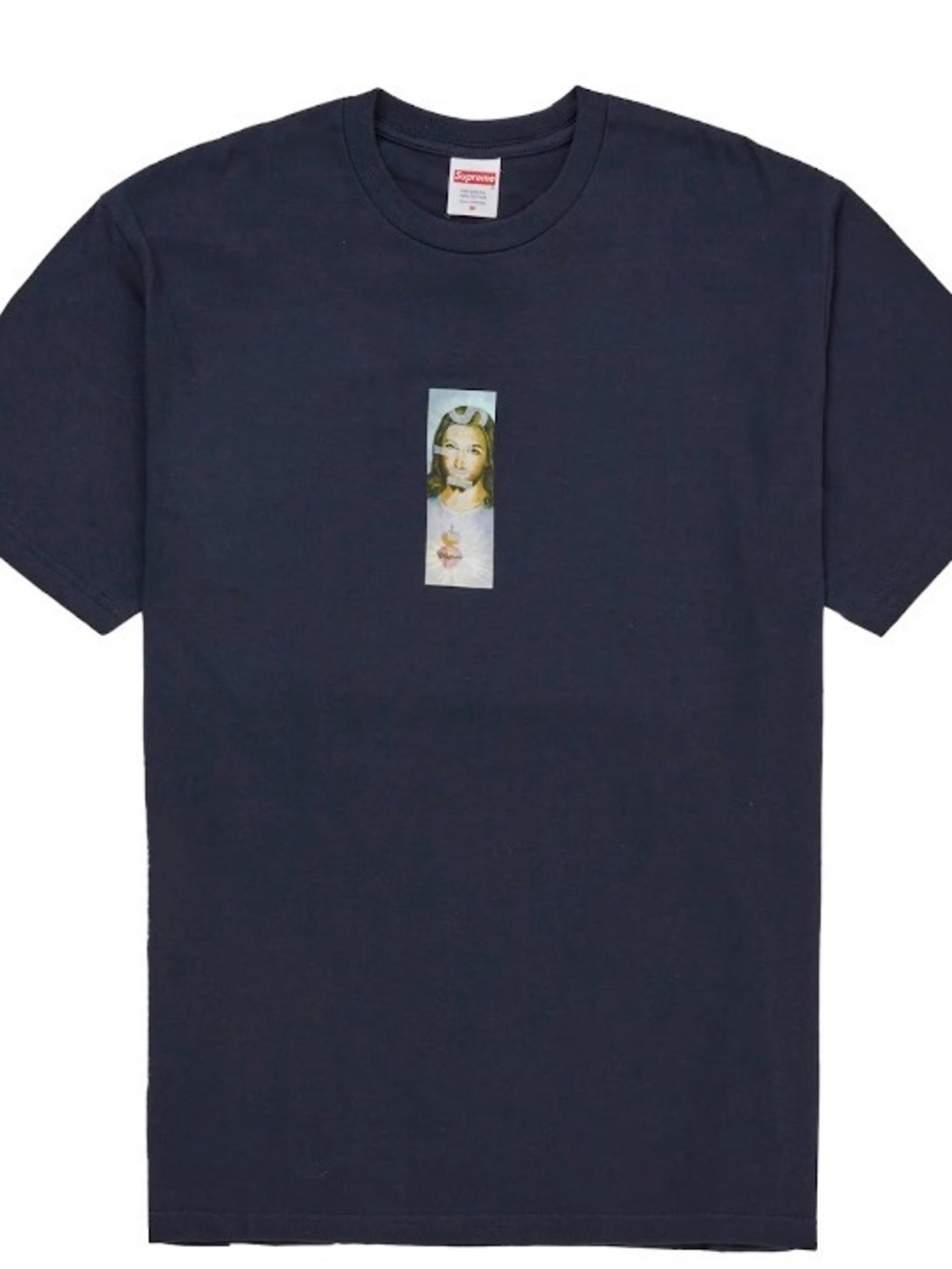 Supreme prayer box logo T-shirt, size extra large navy new in bag